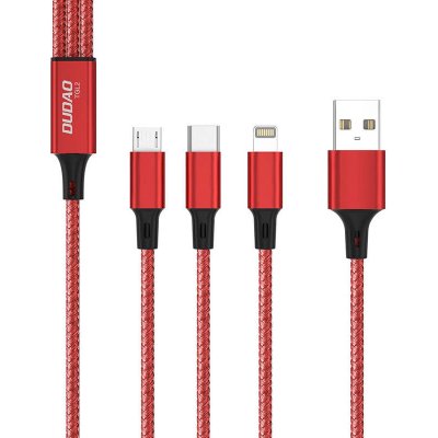 Dudao TGL2 USB 3v1 - USB Type C, Micro USB, Lightning 6A, 1,2m, červený – Zboží Mobilmania