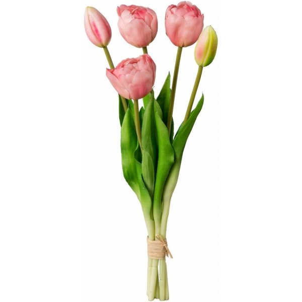 Květina Umělý svazek Tulipánů růžová, 39 cm