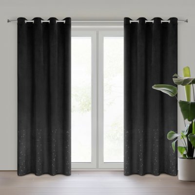 EUROFIRANY ZATEMŇOVACÍ ZÁVĚS NA KROUŽCÍCH ARIADNA 140X250 CM ČERNÁ – Sleviste.cz