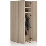 Solid, Kancelářská šatní skříň vysoká šatní tyč, 2 police, 800 x 600 x 1830 mm, dub přírodní – Zboží Dáma