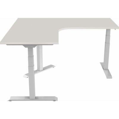 DELSO Rohový elektrický výškově nastavitelný stůl SHAPER 140x140cm - bílá, Světle šedá