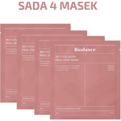 Biodance BIO COLLAGEN REAL DEEP MASK - SADA 4 ks inovativních kolagenových pleťových masek 4 x 34 g – Zboží Dáma