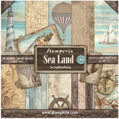 Stamperia Sada oboustranných papírů 20x20cm Sea Land (10ks) – Zboží Dáma