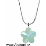 Swarovski Elements Stříbrný náhrdelník zelená kytička, květinka 342391.1 Pacific Opal – Hledejceny.cz