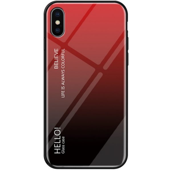 Pouzdro a kryt na mobilní telefon Pouzdro AppleMix Apple iPhone Xs Max - sklo / guma - červené