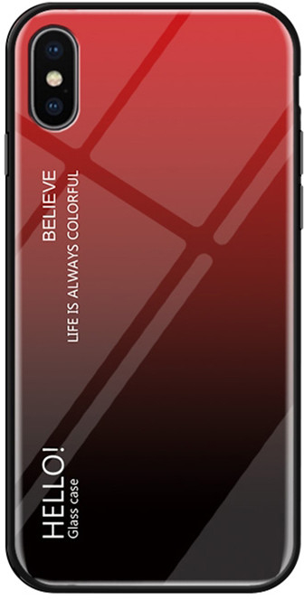 Pouzdro AppleMix Apple iPhone Xs Max - sklo / guma - červené