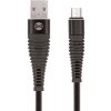 usb kabel Forever GSM036392 Shark USB/microUSB, 2A, textilní, 1m, černý