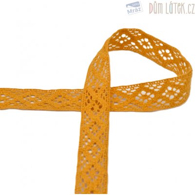 Krajka paličkovaná okrová, šíře 20 mm – Zboží Dáma