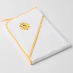 Veba LOTA osuška s kapucí bílá s výšivkou Sluníčko žlutá lemovka 75x75 cm – Zboží Dáma