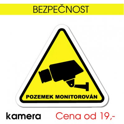 Bezpečnostní cedule Pozemek monitorován – kamerový systém - 10x10 cm / samolepka – Zboží Mobilmania