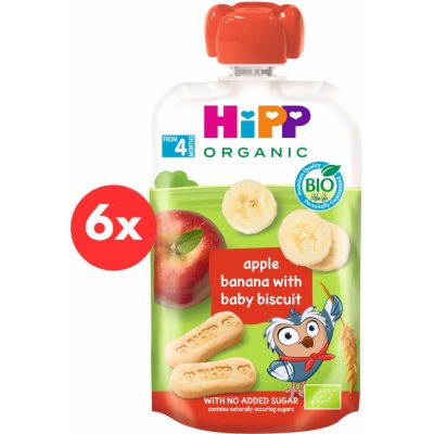 HiPP BIO Hippies Jablko-Banán-Baby sušenky 6 x 100 g – Zboží Dáma