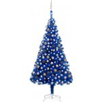 vidaXL Umělý vánoční stromek s LED a sadou koulí modrý 210 cm PVC – Hledejceny.cz
