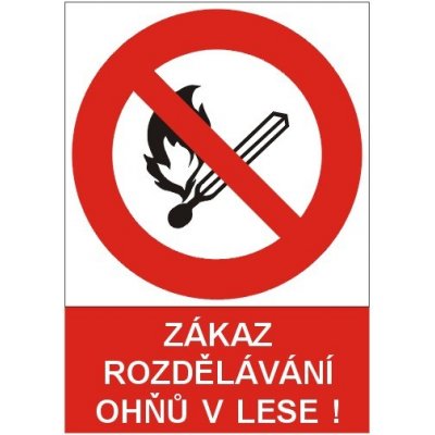 Zákaz rozdělávání ohňů v lese! | Samolepka, A4 – Zboží Mobilmania
