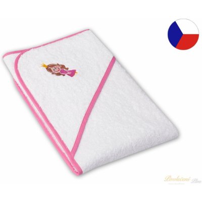 Veba Dětská osuška LOTA s kapucí bílá s výšivkou Princezna růžová lemovka 75 x 75 cm – Zboží Mobilmania