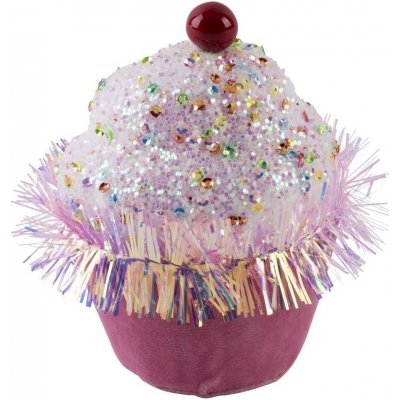 MagicHome Dekorace Candy Line muffin růžový 7x7x11 cm závěsný