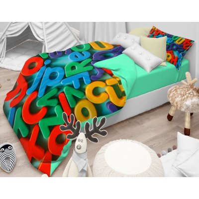 Textilomanie povlečení Abeceda zelené 45x65 cm 90x135 cm – Zboží Dáma