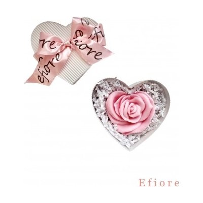 Dárkové balení růžové mýdlové růže ve tvaru srdce v bílé srdíčkové krabičce - Květinová zahrada – Zboží Mobilmania