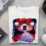 Dámské tričko Vánoční motiv medvěd Bílá – Sleviste.cz