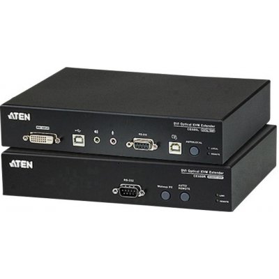 Aten CE-690 USB, DVI KVM extender pro konzoli s USB klávesnicí a myší přes optický kabel, dosah 20km, max.