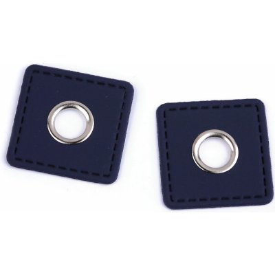 Prima-obchod Průchodka s koženkovým čtverečkem k našití, průvlek 10 mm, barva 6 modrá tmavá – Zbozi.Blesk.cz