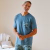 Pánské pyžamo Blancheporte pánské pyžamové triko kr.rukáv modré
