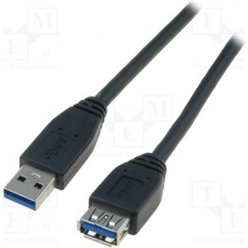 Digitus AK-300203-030-S USB 3.0, USB A zásuvka, USB A vidlice, niklovaný, 3m, černý