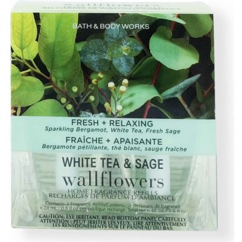 Bath & Body Works Vůně do zásuvky Wallflowers náplň 2v1 White Tea & Sage 2 x 24 ml