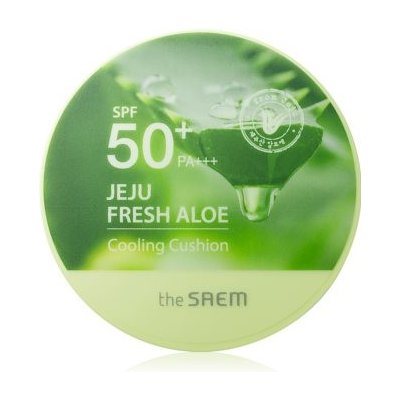 The Saem Jeju Fresh Aloe Cooling Cushion dlouhotrvající make-up v houbičce SPF50+ se zklidňující účinkem Natural Beige 12 g