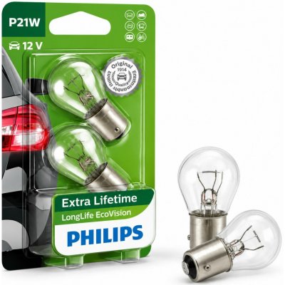 Philips LongLife EcoVision P21W BA15s 12V 21W 12498LLECOB2 – Hledejceny.cz