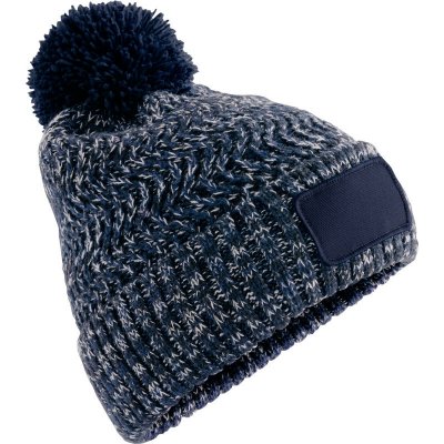 Beechfield Čepice s bambulí B 331 Ramble Patch pletená steel blue Modrá ocelová twist – Hledejceny.cz