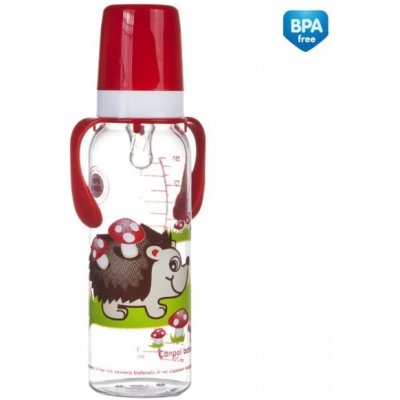 Canpol Babies láhev s potiskem a úchyty bez BPA červená 250 ml – Zbozi.Blesk.cz
