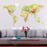 Samolepka mapy světa XXL - 250 cm, Vinyl, 2D Fyzická mapa – Hledejceny.cz