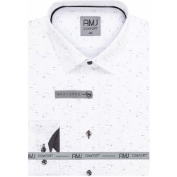AMJ pánská bavlněná košile dlouhý rukáv prodloužená délka slim fit VDBPSR1315 bílá černě žíhaná