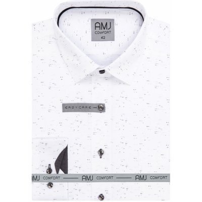 AMJ pánská bavlněná košile dlouhý rukáv prodloužená délka slim fit VDBPSR1315 bílá černě žíhaná – Zboží Mobilmania