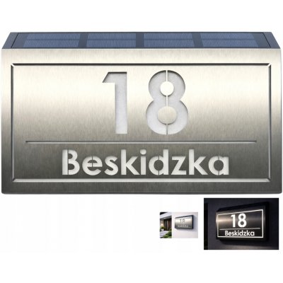 Solární LED číslo domu – podsvícená tabulka, nerezová ocel – Hledejceny.cz