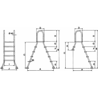 Žebřík ESP pro nezapuštěné bazény 3+1 stupeň – Zboží Dáma