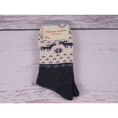 Termo ponožky Star socks teplé se soby tmavošedé