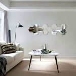 Ambiance Sada 12 adhezivních zrcadlových samolepek Ambiance Hexagonal Mirror, 20 x 17 cm – Sleviste.cz