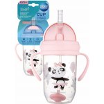 Canpol Babies nevylévací hrníček se slámkou a závažím Exotic Panda růžový 270 ml – Zboží Dáma
