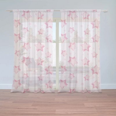 Sablio Záclony Růžové hvězdy: 2ks 150x250cm – Hledejceny.cz