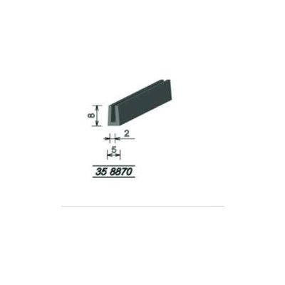 358870 Pryžový profil tvaru "U", 8x5/2mm, 70°Sh, EPDM, -40°C/+100°C, černý – Sleviste.cz