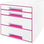 Leitz WOW CUBE, 4 zásuvky, bílá/růžová – Hledejceny.cz