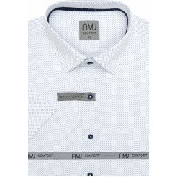 AMJ pánská košile bavlněná krátký rukáv regular fit s drobnými puntíky bílá VKBR1229