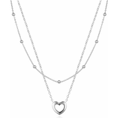 Agato Dvojitý stříbrný náhrdelník se srdíčkem AGS1552 – Zboží Dáma