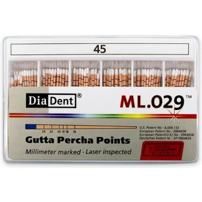 DiaDent Gutaperčové Čepy ML.029 02Taper ISO45 120 ks – Hledejceny.cz