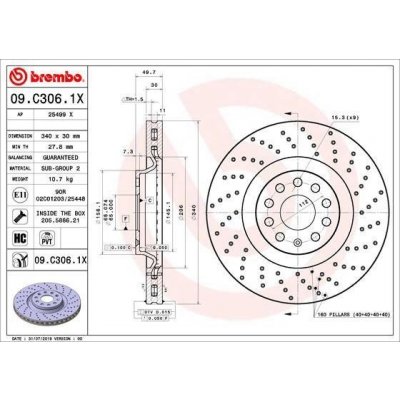BREMBO Brzdový kotouč XTRA LINE - 340 mm BRE 09.C306.1X | Zboží Auto