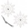 SPRINGOS Vánoční ozdoby Sněhové vločky s krystalem 12cm bílé sada 2ks