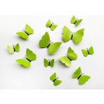 Nalepte.cz 3D dekorace motýli zelená se vzorkem 12 ks samolepící dekorace na zeď 12 x 10 cm – Zboží Dáma