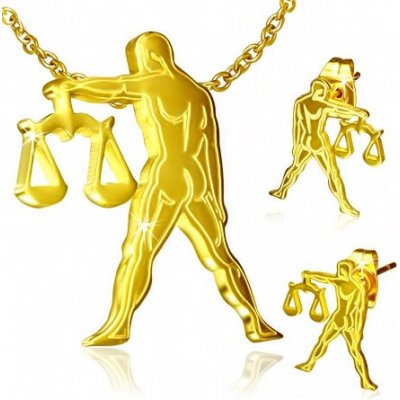 Šperky eshop zlatý set z oceli náušnice a přívěsek znamení Váhy S47.03 – Sleviste.cz