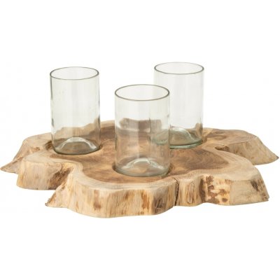 Dřevěný teakový držák na 3 skleněné vázy – 31*27*5,5 cm - J-Line by Jolipa – Hledejceny.cz